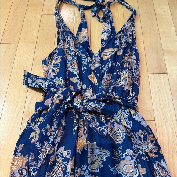 Anthropologie Ett:twa Women's Blue Paisley Belted Wide Leg Jumpsuit Size S - Picture 6 of 8